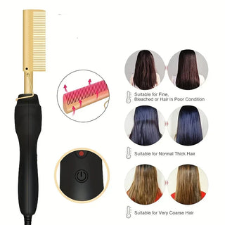 Electric Hair Comb 2-in-1, Curling Iron With Dual Use For Electric Straightening, Electric Straightening Comb