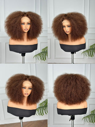 Brown Afro Curly Closure Wig