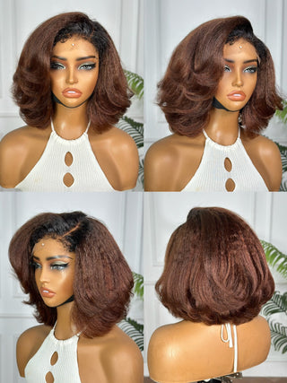 10" 4C Edges HD Lace Kinky Bob Wig