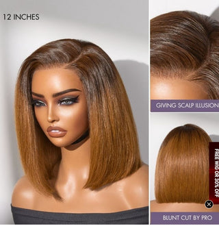 Mixed Brown Side Bob Wig