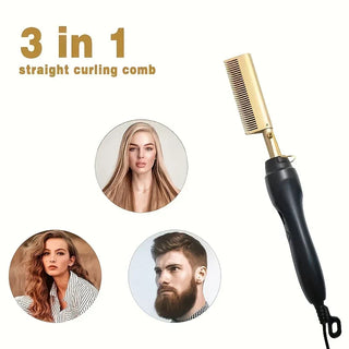 Electric Hair Comb 2-in-1, Curling Iron With Dual Use For Electric Straightening, Electric Straightening Comb