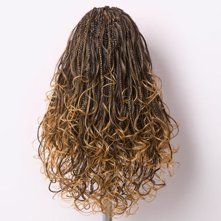Ombre Honey Blonde French Curl Knotless Boho Braids HD Full Lace Long Wig Flexi Fit Invisi Drawstring Cap