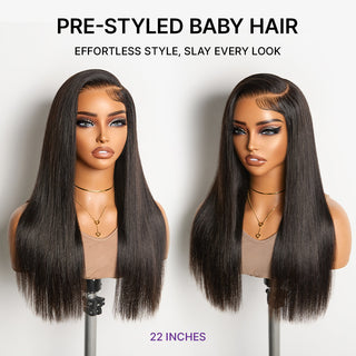 180% / 250% Density Bone Straight with Baby Hair PartingMax Glueless 7x6 Closure HD Lace Wig Pre-Cut Lace