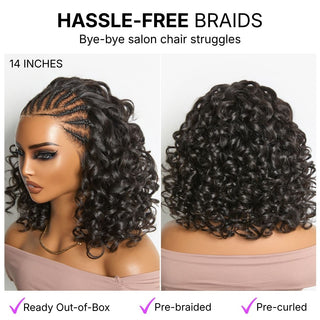 Chic & Voluminous 180% Density Pre-Braided Bouncy Curly Glueless Ear-to-ear 13x4 Frontal Lace Wig