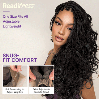 French Curl Knotless Boho Braids HD Full Lace Long Wig Flexi Fit Invisi Drawstring Cap