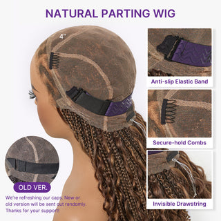 Ombre Honey Blonde French Curl Knotless Boho Braids HD Full Lace Long Wig Flexi Fit Invisi Drawstring Cap