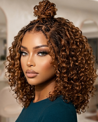 Bob Human Hair Braided Wig (Brown)