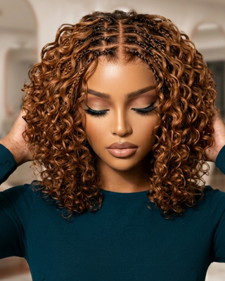 Bob Human Hair Braided Wig (Brown)
