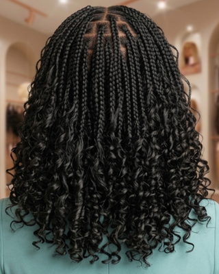 Knotless Boho Curls Braided Bob Wig